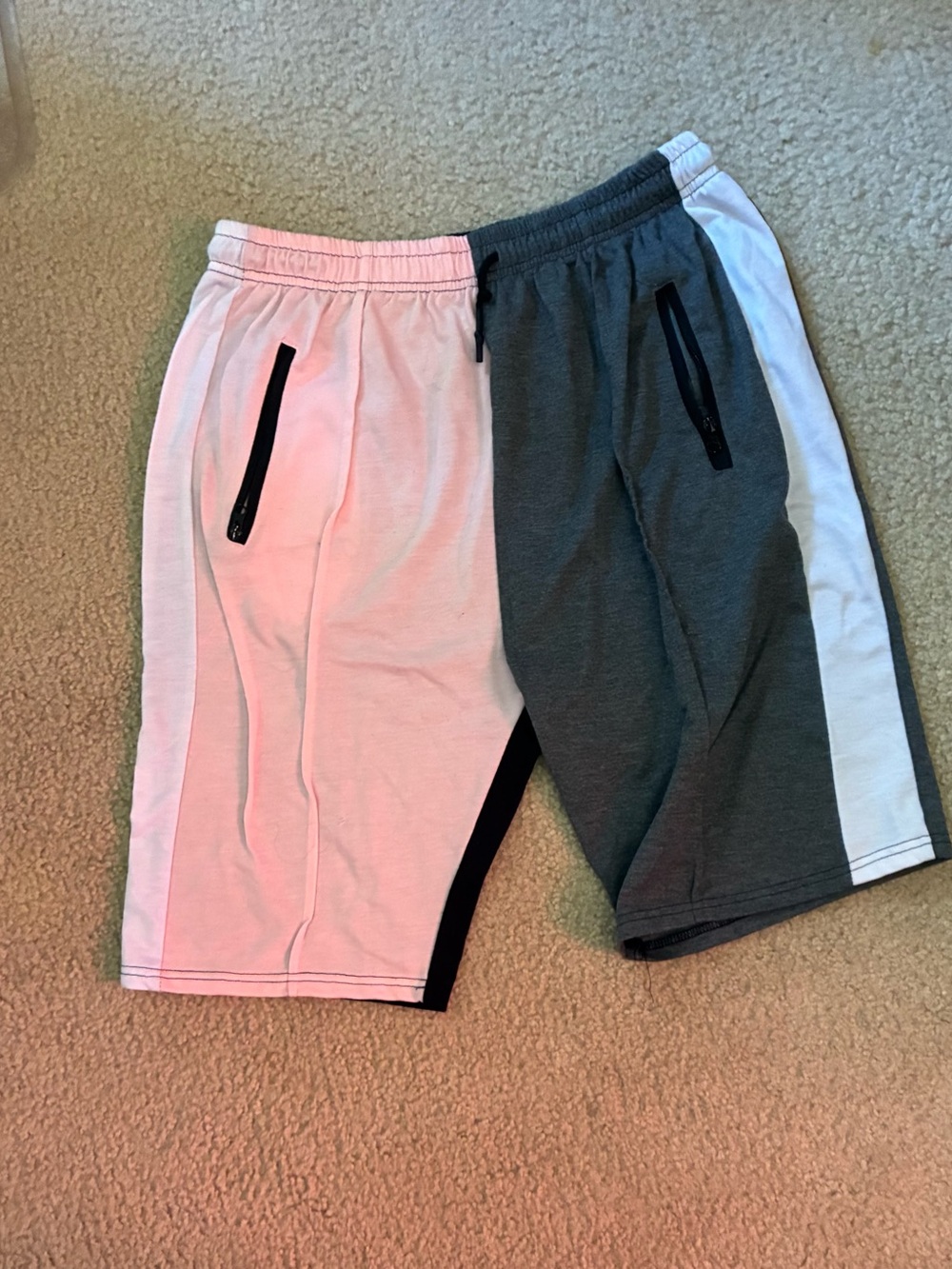 Color Block Gray, Black and Pink Men’s Athletic Shorts